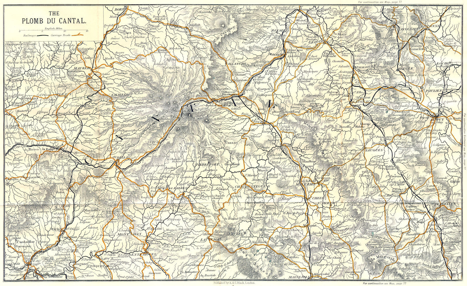 CANTAL. Plomb du 1909 old antique vintage map plan chart